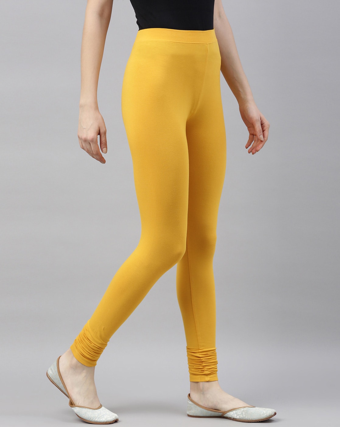 Buy CO COLORS Women Yellow Solid Lycra Blend Legging - XL Online at Best  Prices in India - JioMart.