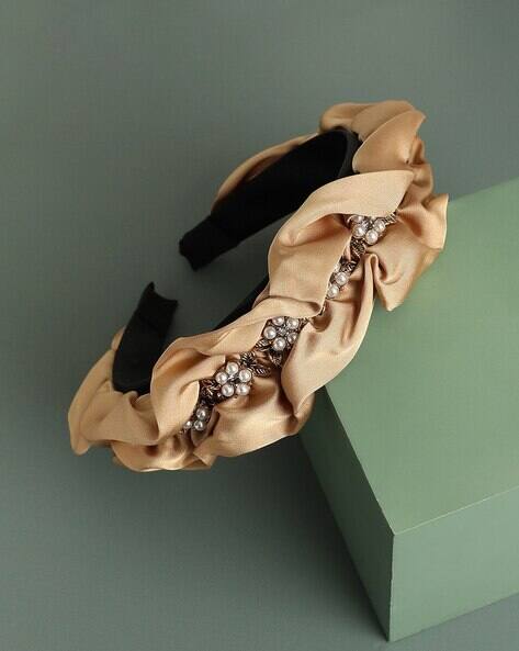 Sohi Embellished Hairband with Ruffled-Accent