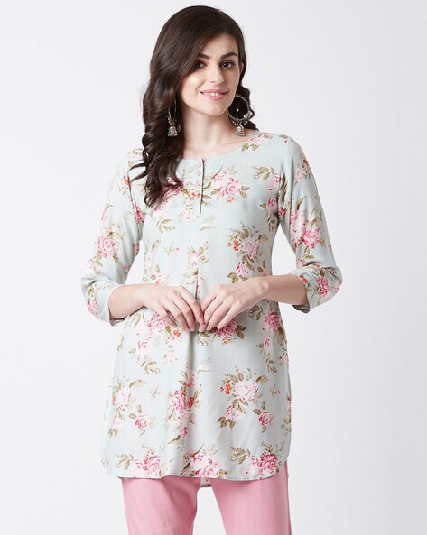 Floral Foil Printed Straight Fit Kurta with Pant - Magenta – FASHOR
