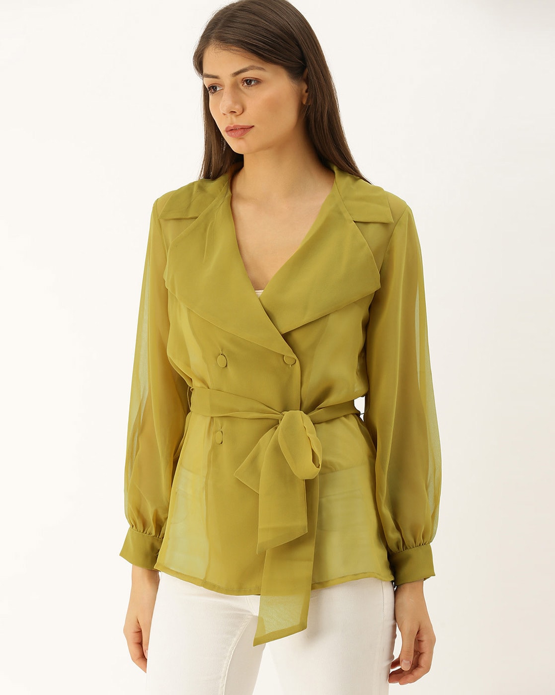 Double Wrap Top Organic Cotton Lycra - Moss Green - Haruka