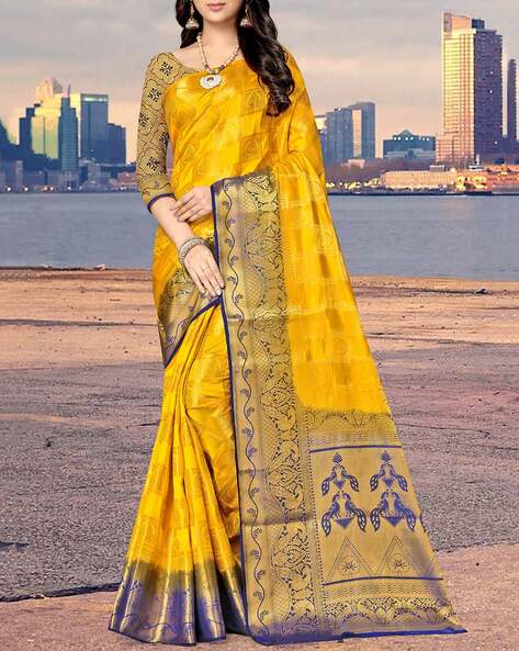 Ladies Yellow Banarasi Art Silk Saree, Length: 6.3 m at Rs 1557 in Delhi