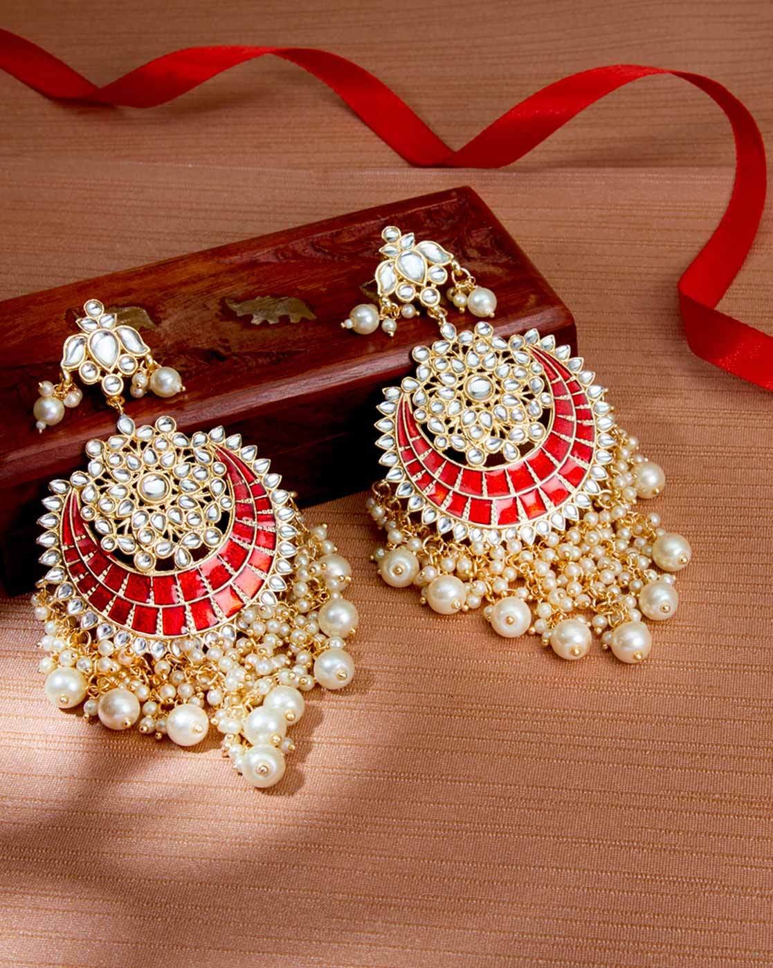 Buy Traditional Ethnic Pearl Long Layered RED Oxidised jumka Jhumki earrings  for Girls Online at Best Prices in India - JioMart.