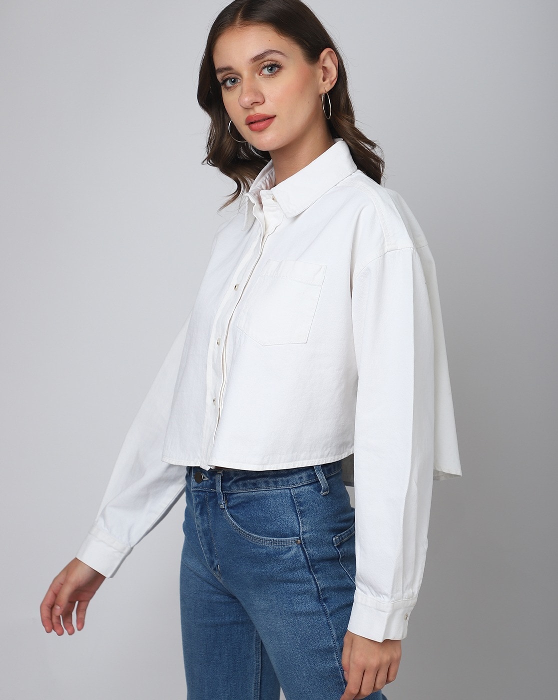 Off-white denim shirt dress in midi length ESTI | UNDRESS