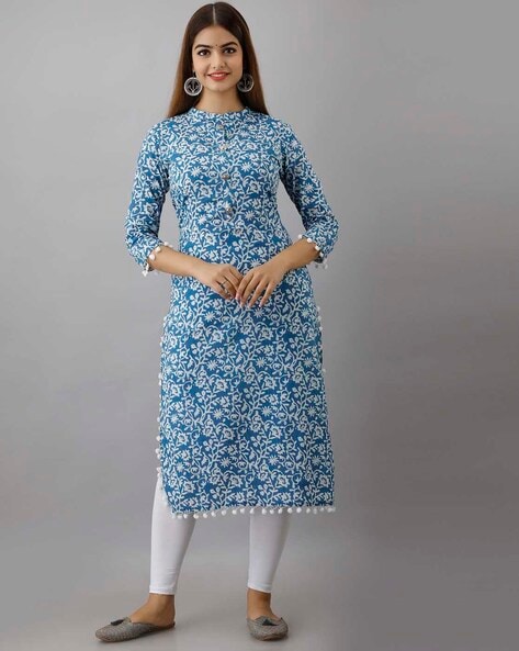 Womens Breathable And Light Weight Cotton Fabric Floral Printed Straight  Kurti Bust Size 47 Inch In at Best Price in Dhoraji  Heena Fashion