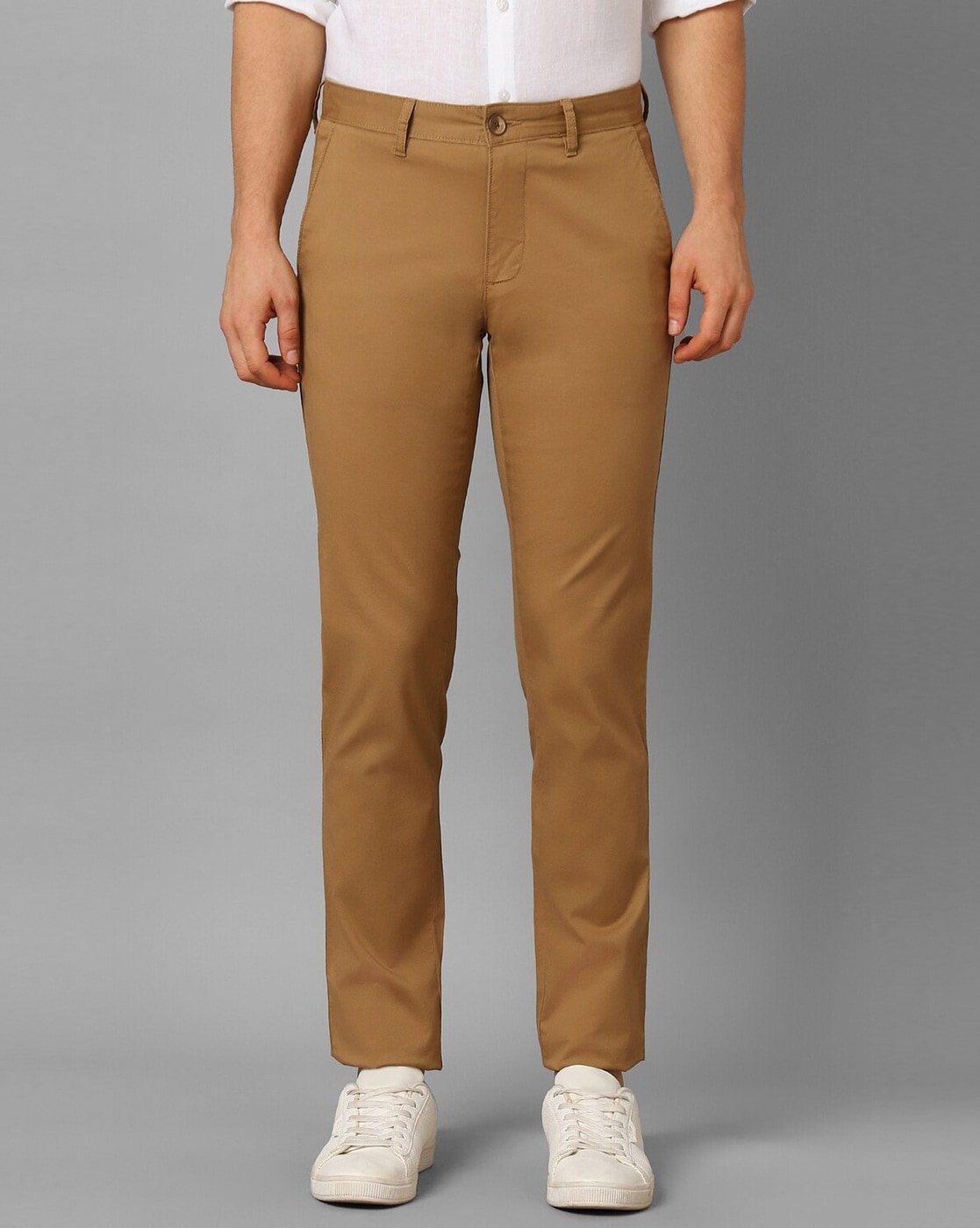 Buy INDIAN TERRAIN Brown Printed Cotton Stretch Slim Fit Mens Trousers |  Shoppers Stop