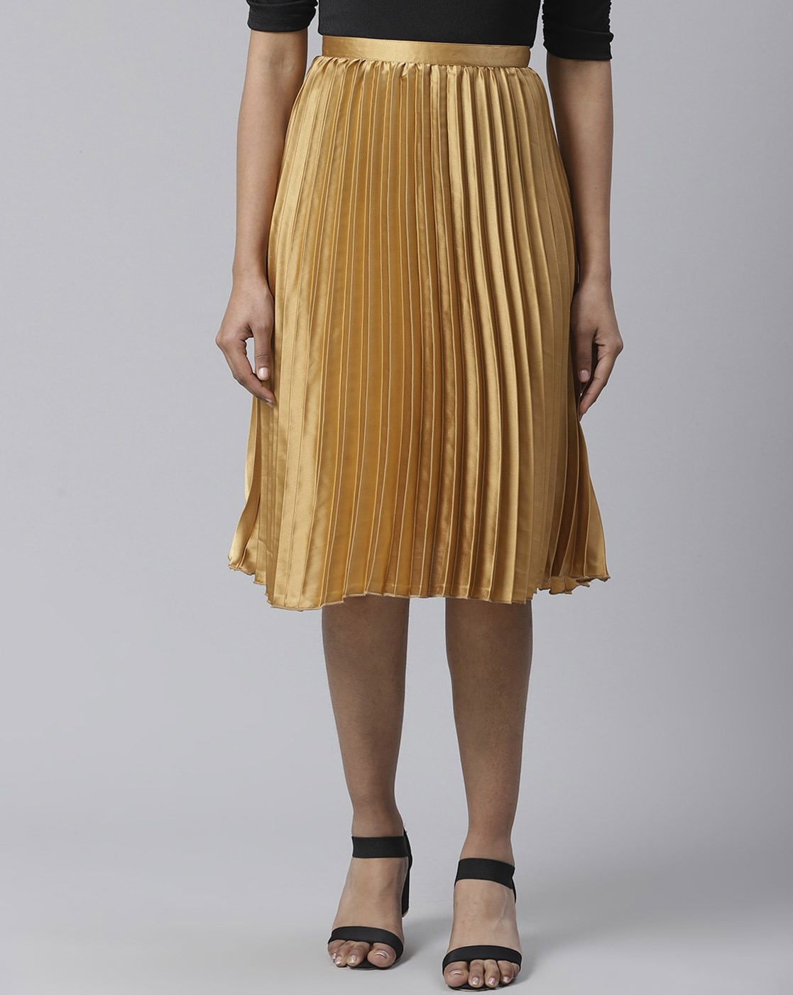 Gold pleated outlet skirt online