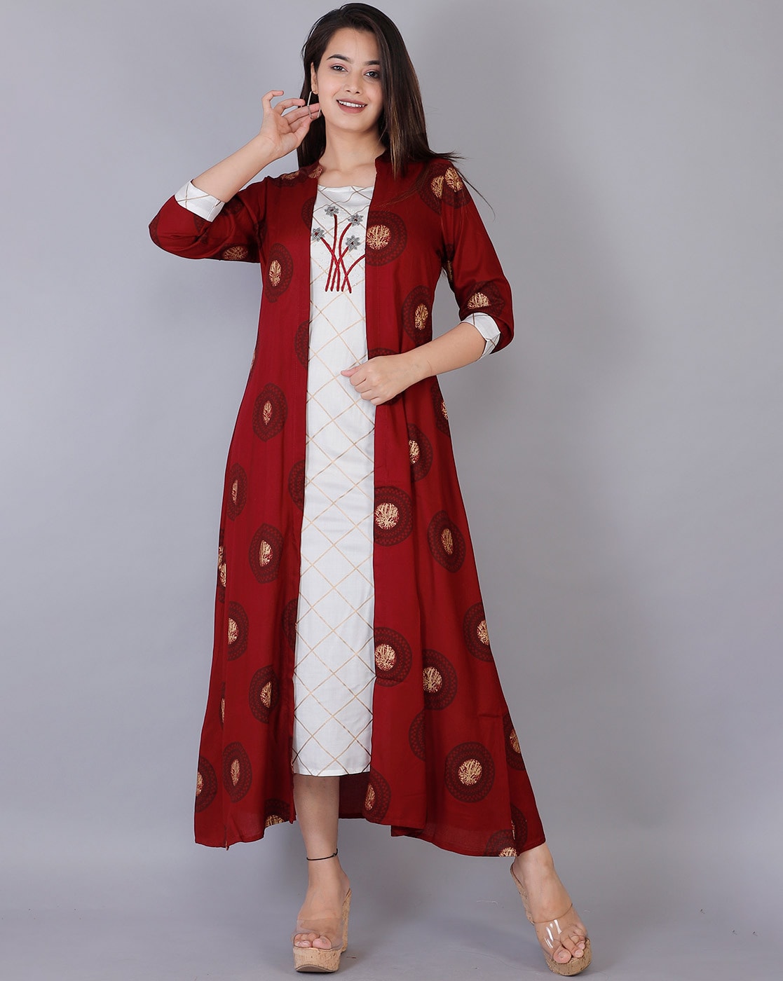 Pin by Amayra Designer studio on sarrg  Cotton short dresses Long kurti  designs Kurti designs