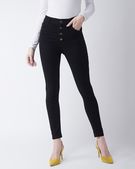 Buy Miss Chase Women'S Black Slim Fit High Rise Regular Length