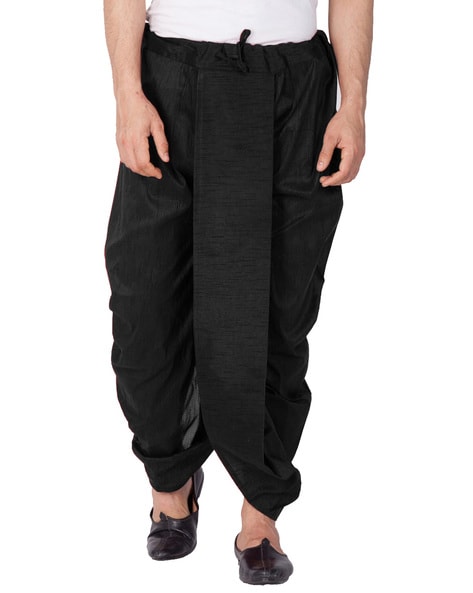 Solid Color Satin Dhoti Pant in Black : MXX207
