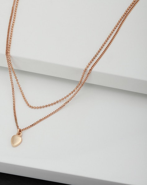Gold Simple Pavé Bar + Double Chain Layered Necklace | Uncommon James