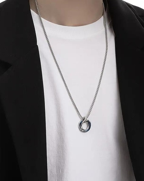Stainless Steel Simple Rectangular Plain Long Bar Pendant Necklace Mens  Gift 24' | eBay