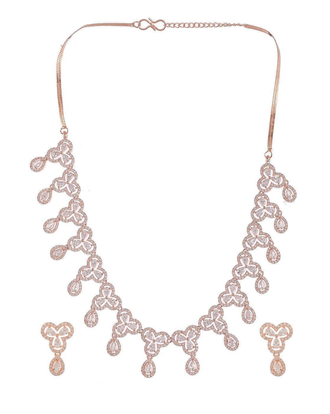 Rose Gold Teardrop Diamante Necklace & Earrings Set | Rose gold  accessories, Earring set, Necklace earring set