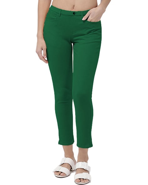Buy Green Jeans & Jeggings for Women by Go Colors Online