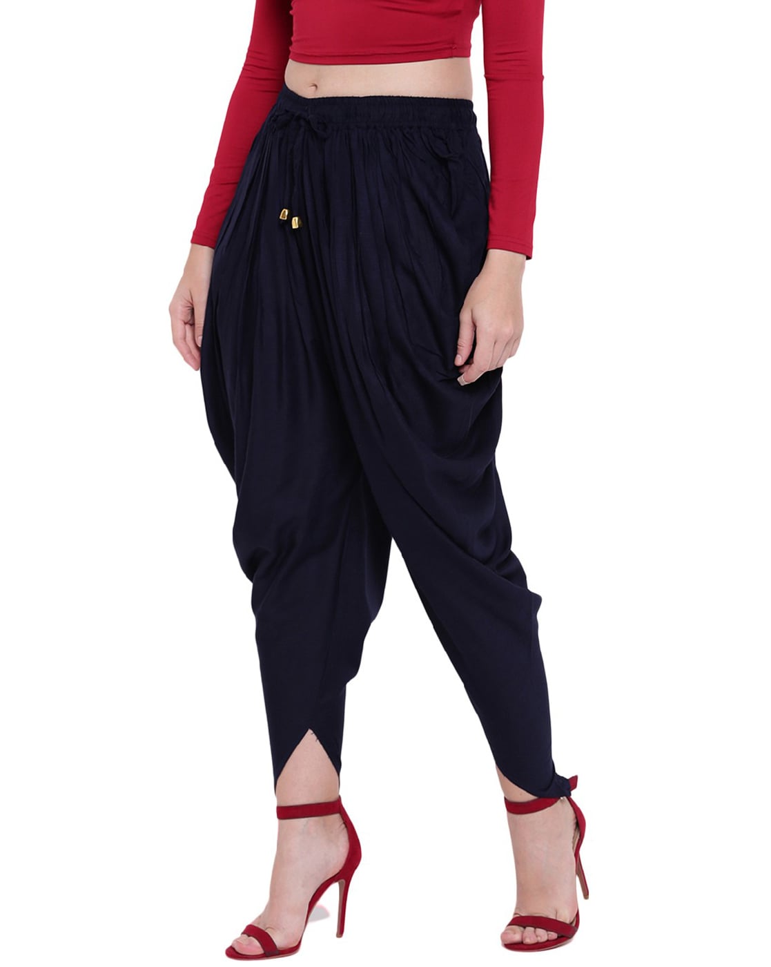 Buy Pleated Dhoti Pants with Elasticated Drawstring Waist Online at Best  Prices in India - JioMart.