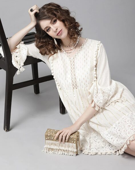 Cream a line sales dress