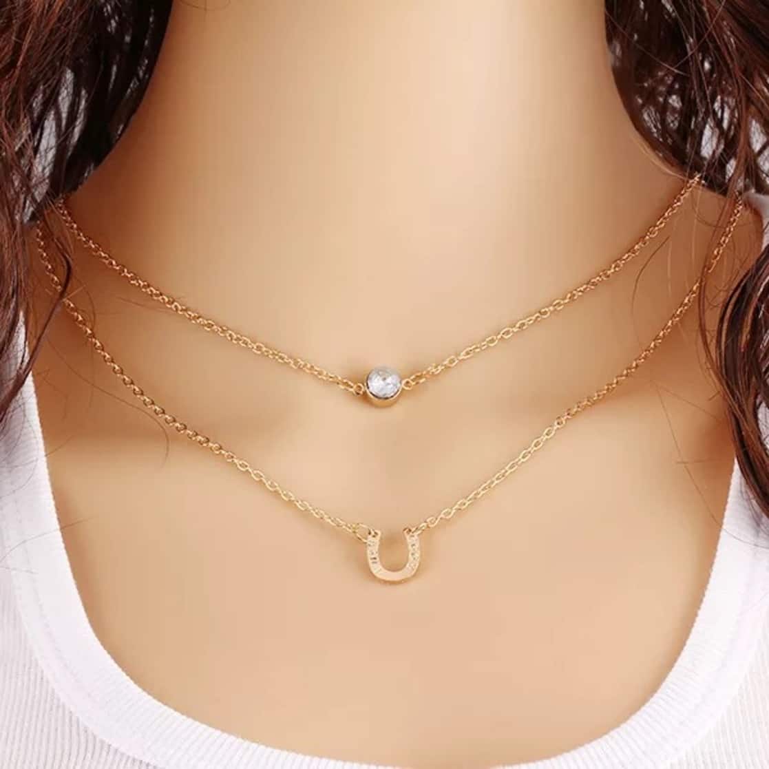 Wiwpar Dainty Multi-Layer Clavicle Chain - Gold Stacking Choker Necklace For Women And Girls - View #2