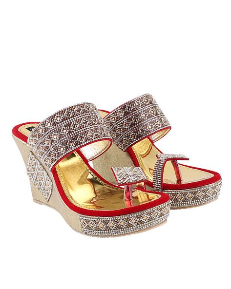 Star Sanam Footwear Women Red, Gold Heels - Buy Star Sanam Footwear Women  Red, Gold Heels Online at Best Price - Shop Online for Footwears in India |  Flipkart.com