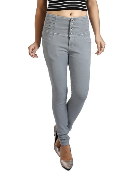 Women High Rise Light Wash Jeans