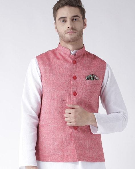 Pranay Multicolor Printed Khadi Silk Nehru Jacket