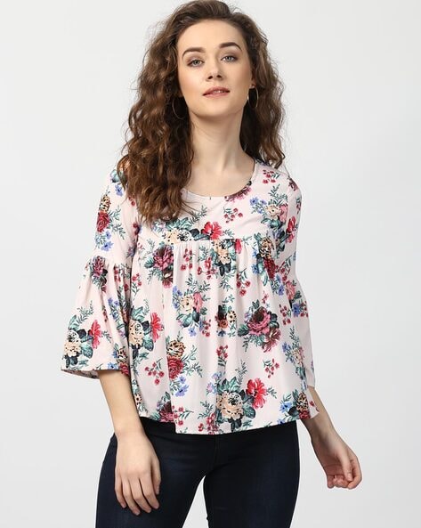 Harpa Women's Floral Regular Fit Top  White womens tops, Women's top,  Fashion