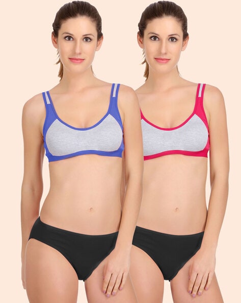 Buy online Multi Colored Set Of 2 Sports Bra from lingerie for