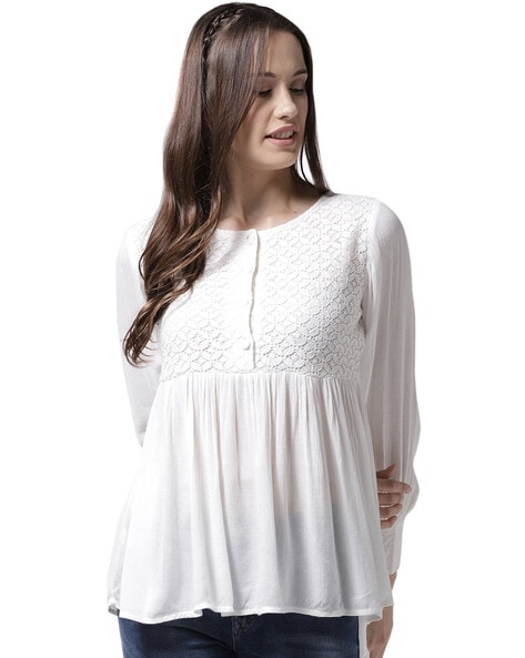 Lace high low sales top