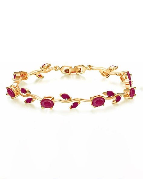 Ruby & Diamond Tennis Bracelet in 14k. Gold – FabOn5th.com