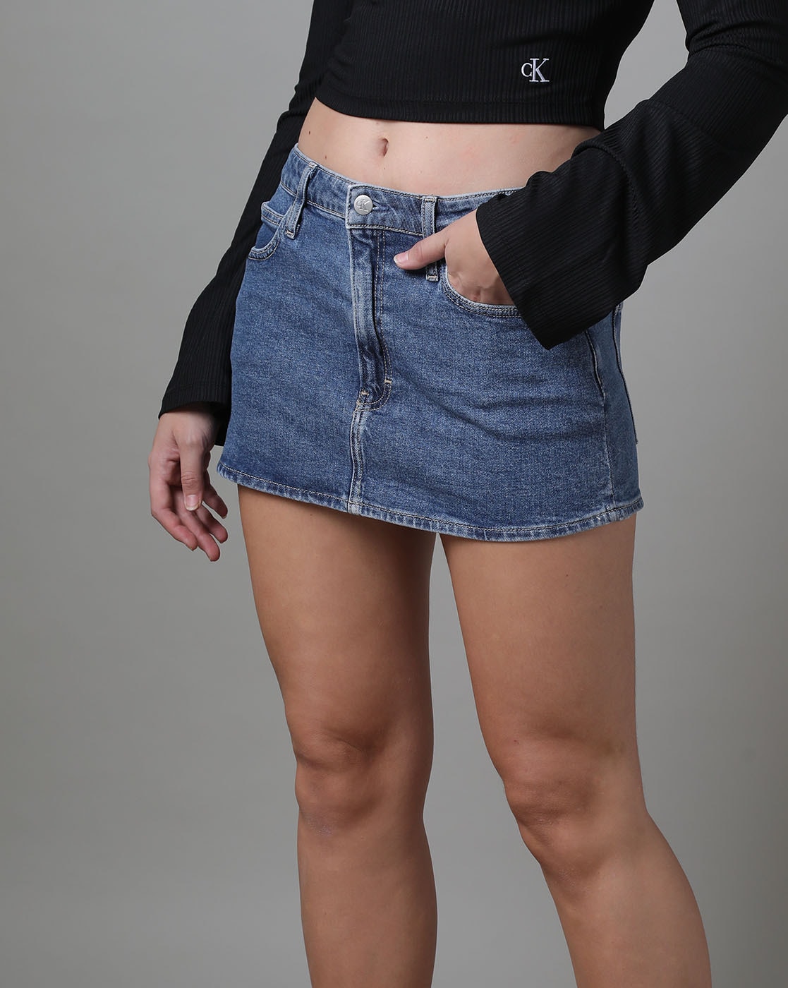 Calvin klein denim mini skirt best sale