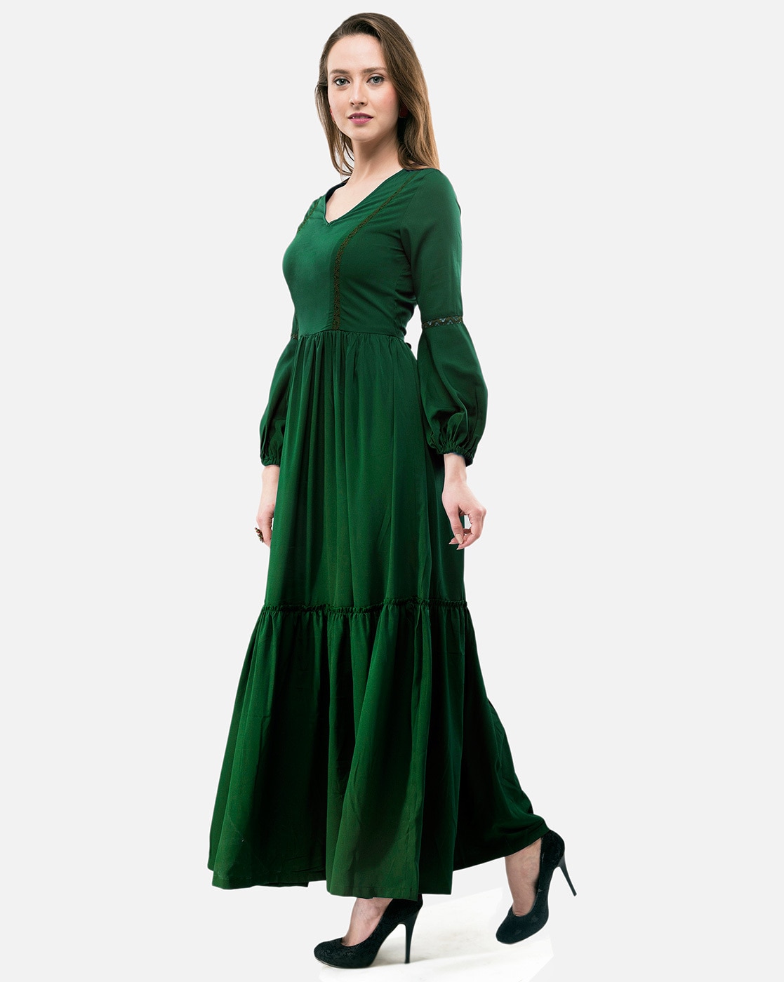 Buy Teal Green Midi Dress Online - Label Ritu Kumar India Store View
