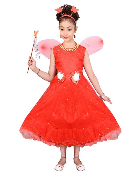 Buy Kids Girl Pari Frock with Stick and Hair Crown and Butterfly on Back  (2-3 Years, Pink) at Amazon.in