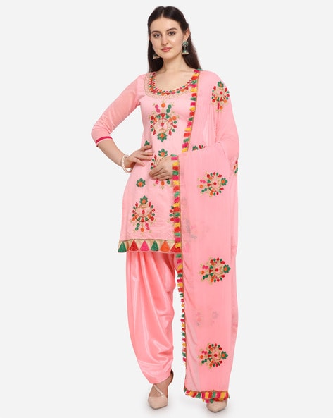 Buy Pink Dress Material for Women by Ethnic Junction Online
