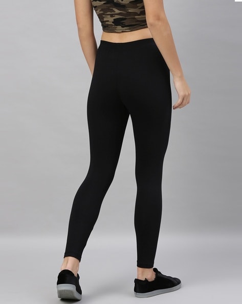 Buy Women Polyester High-Waist Basic Gym Leggings - Black Online | Decathlon