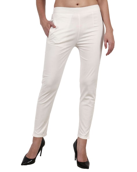 Express | High Waisted Pleated Ankle Pant in White | Express Style Trial