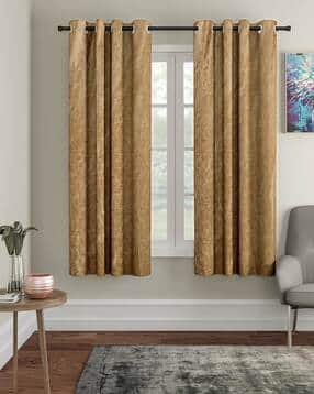 cortina eyelet curtain Pack of 2 Leaf Print Window Curtains-picture-34