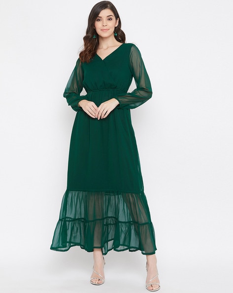 Party Wear Women bottle green long gown with zardozi work,, Size: 40 Inches  at Rs 1500 in Kolkata
