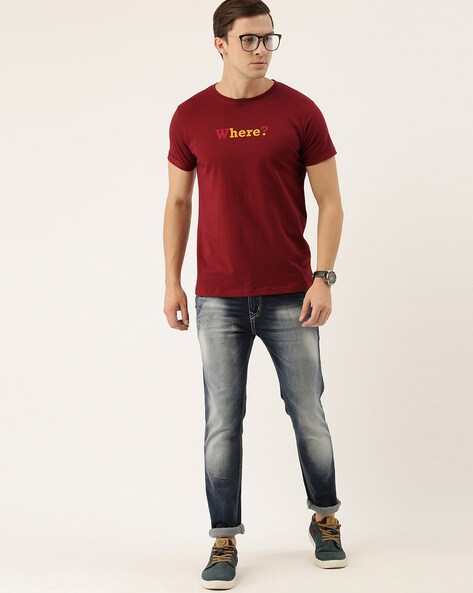 Buy Maroon Tshirts for Men by DILLINGER Online