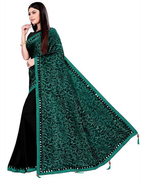 Elegant printed dark green saree - G3-WSA54237 