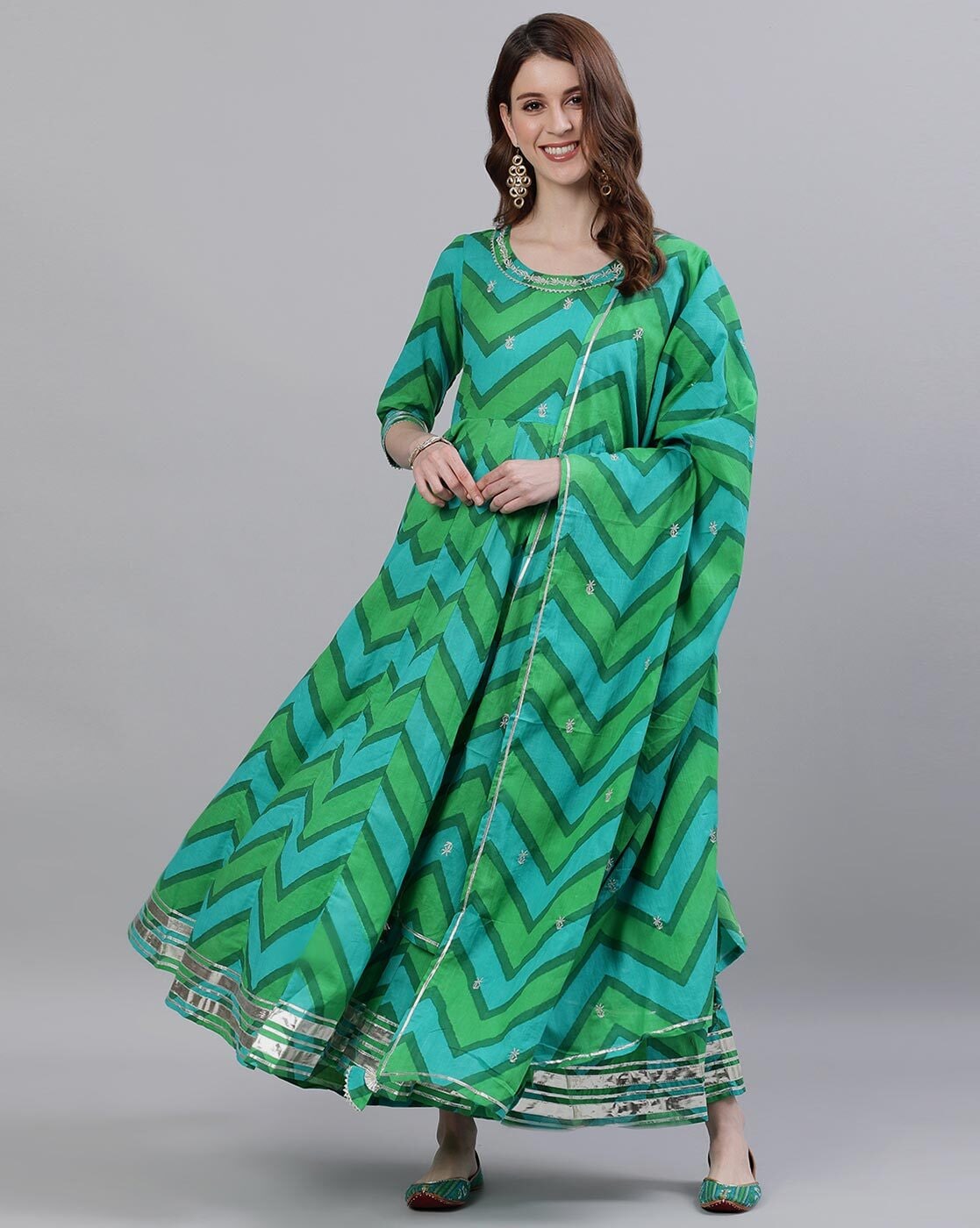Buy Green Kurta Suit Sets for Women by Jaipur Kurti Online | Ajio.com