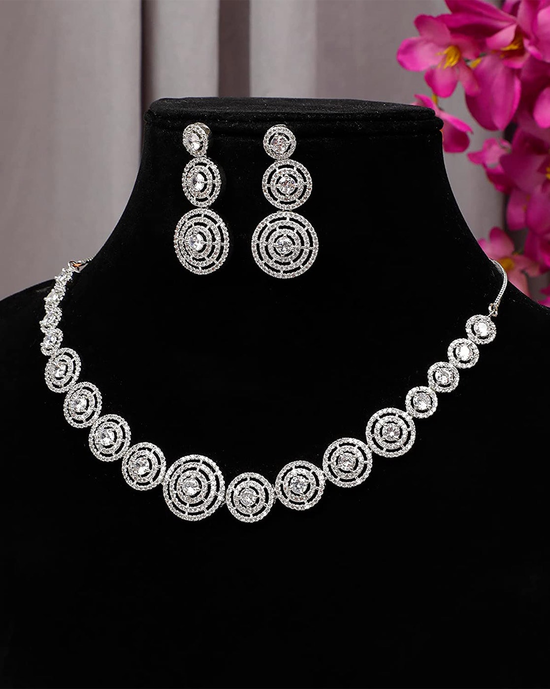 Buy online Pink Necklace Earring Set With Mangtikka from Imitation Jewellery  for Women by Spargz for ₹539 at 59% off | 2024 Limeroad.com