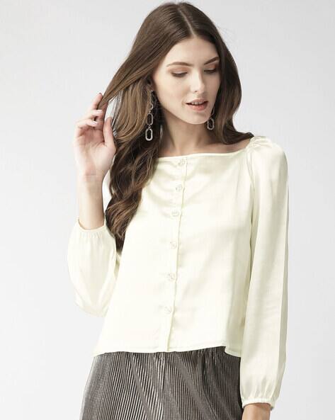 square neck button down top