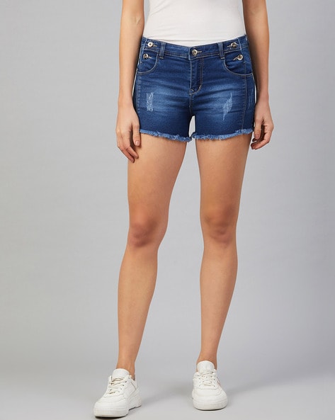 And Now This Women's High-Rise Frayed Denim Shorts - Macy's