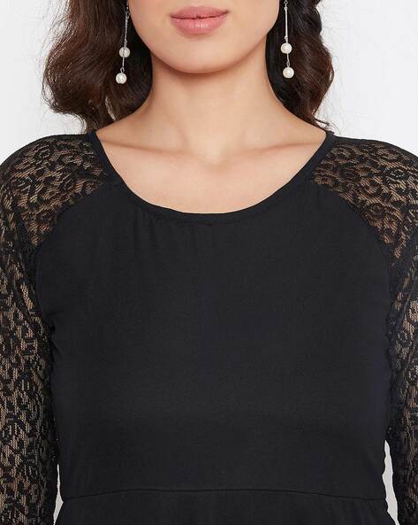 Black dress with outlet pearls on neckline