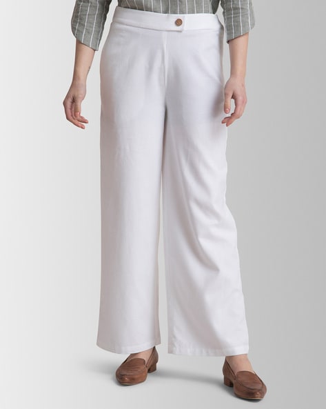 White Woven High Waist Tailored Wide Leg Pants  PrettyLittleThing USA