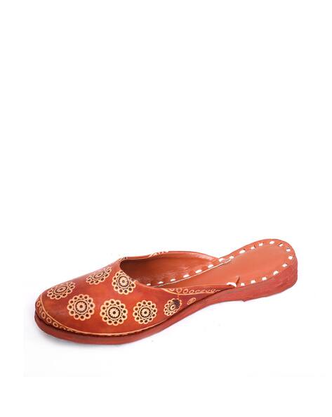 Floral Print Stylised-Toe Mules
