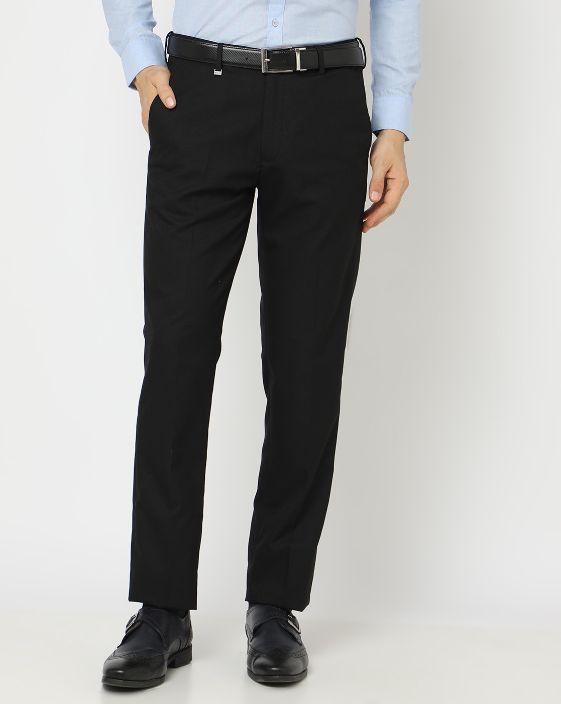 Curves Black Bi Stretch Slim Trousers | New Look