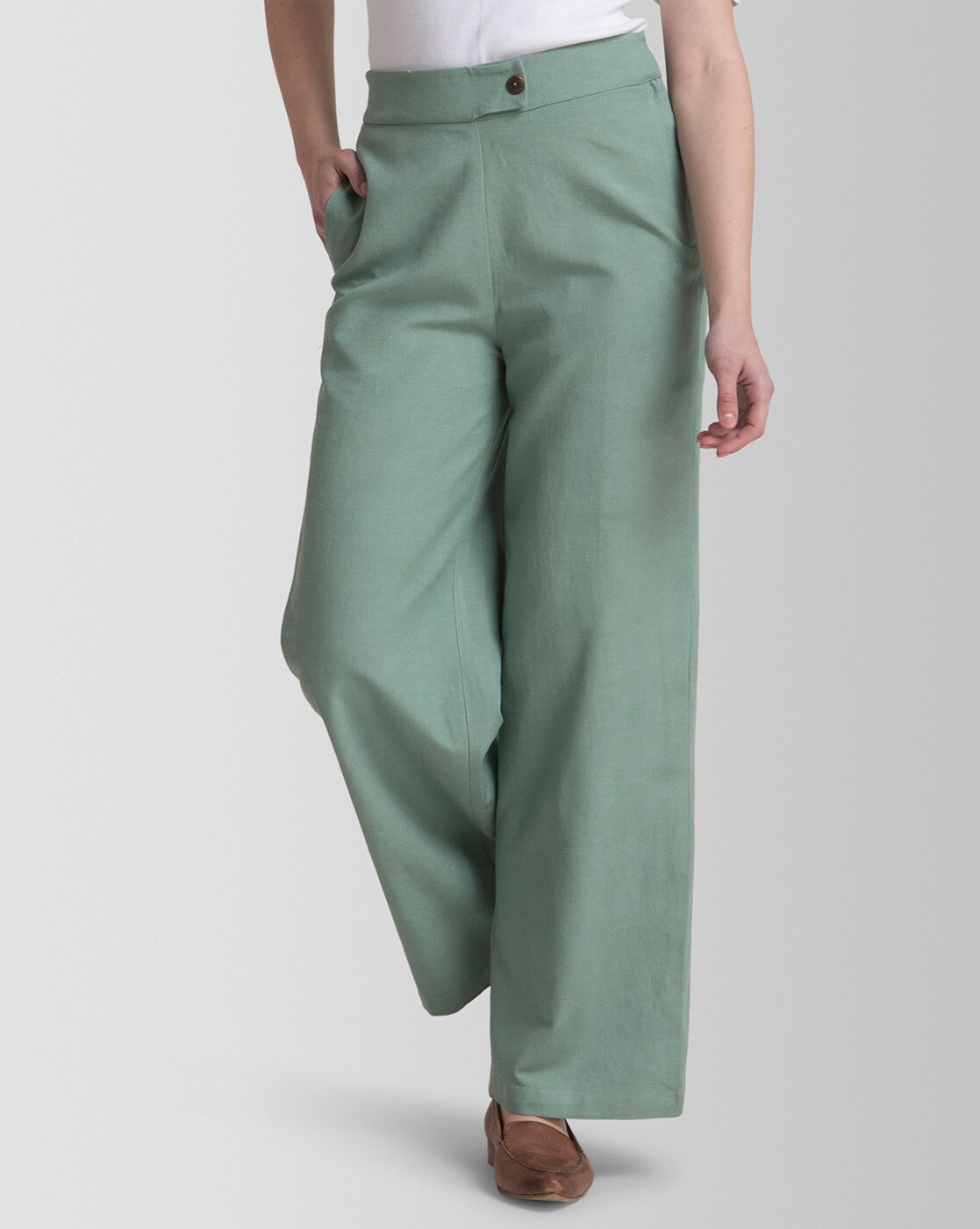 Buy Green Trousers & Pants for Women by Fable Street Online