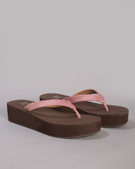 Platform flip flops online pink