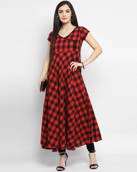 Buy online Women's Fit & Flare Checks Dress from western wear for Women by  Fashion2wear for ₹849 at 43% off | 2024 Limeroad.com