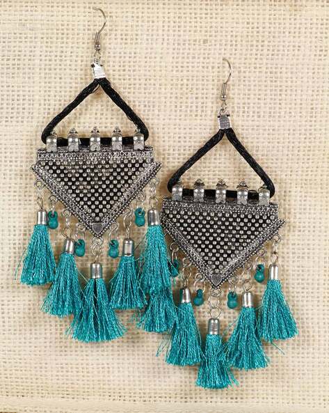 Large Teal Crystal Statement Pageant Earrings | L&M Bling - lmbling