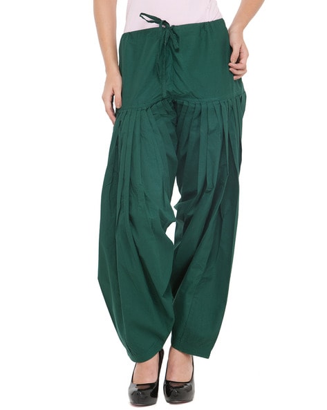 Bitterlime Mid-Rise Patiala Pant with Tie-Up